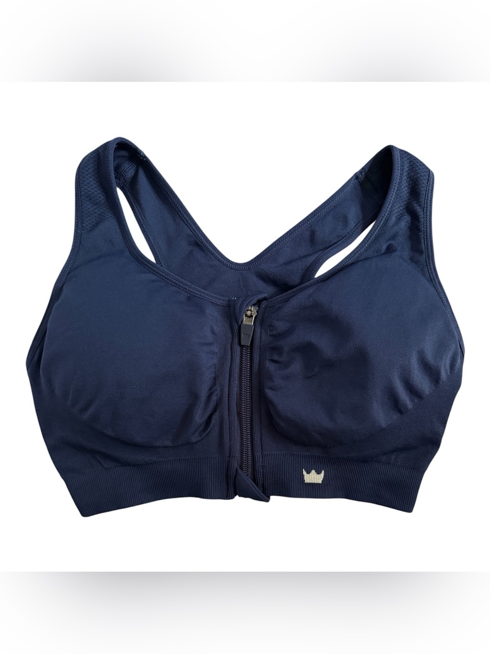 SHEFIT Front-Zip Sports Bra & High-Waist Bike Shorts in Navy - Picture 2 of 4